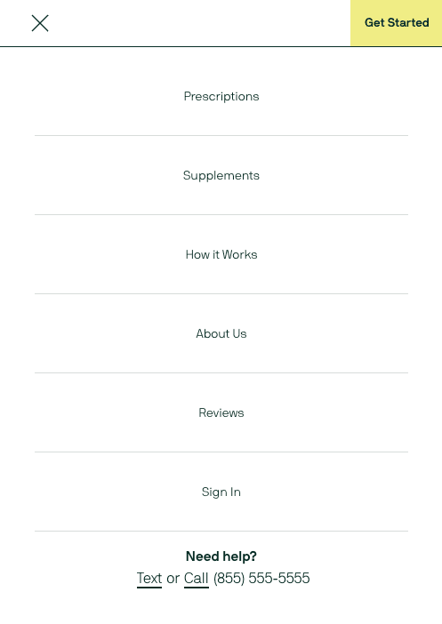 Header call/text placement on mobile